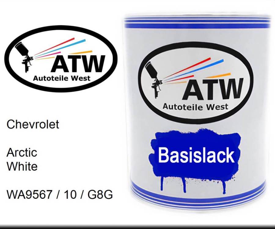 Chevrolet, Arctic White, WA9567 / 10 / G8G: 1L Lackdose, von ATW Autoteile West.